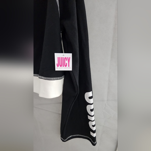NWT JUICY COUTURE WIDE LEG PANT AND OVERSIZED CROP HOODIE TRACK PANT SET - Picture 3 of 8